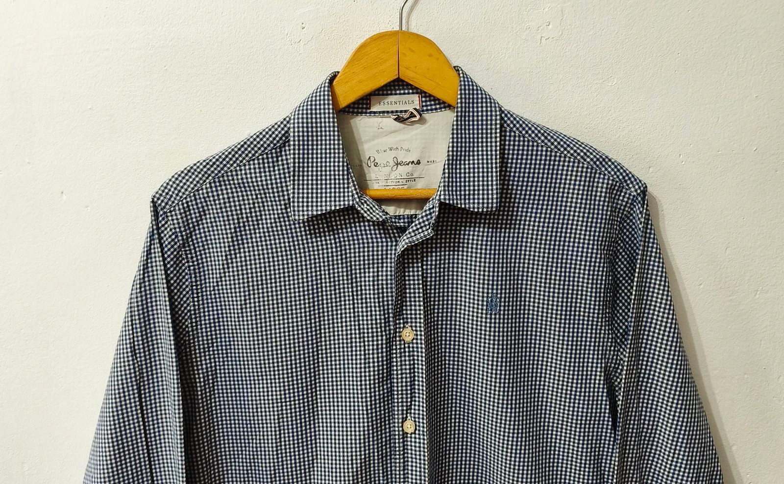 Chemise à carreaux bleu et blanc Pepe Jeans homme Taille L – photo 3